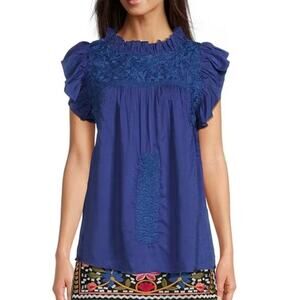 J. Marie Women's The Wrin Top Royal Blue High Neck Size M